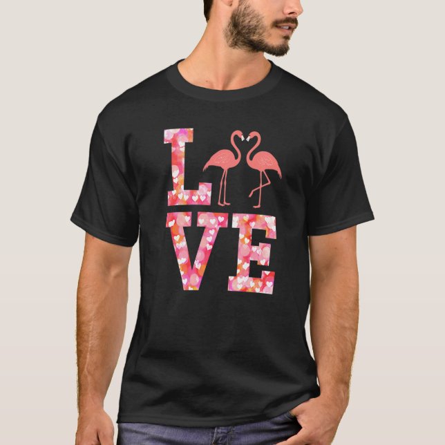 Camiseta Flamingo  Pink Flamingos Birthday Party Cute Love (Frente)