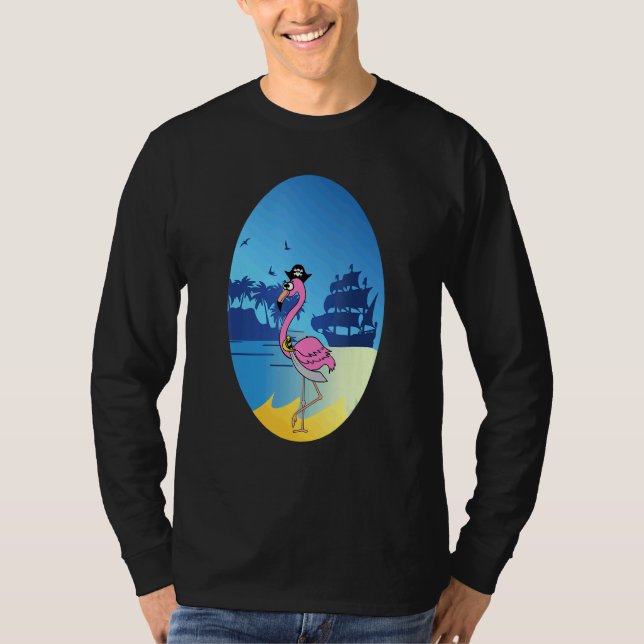 Camiseta Flamingo Pirate Buccaneer Sea (Frente)