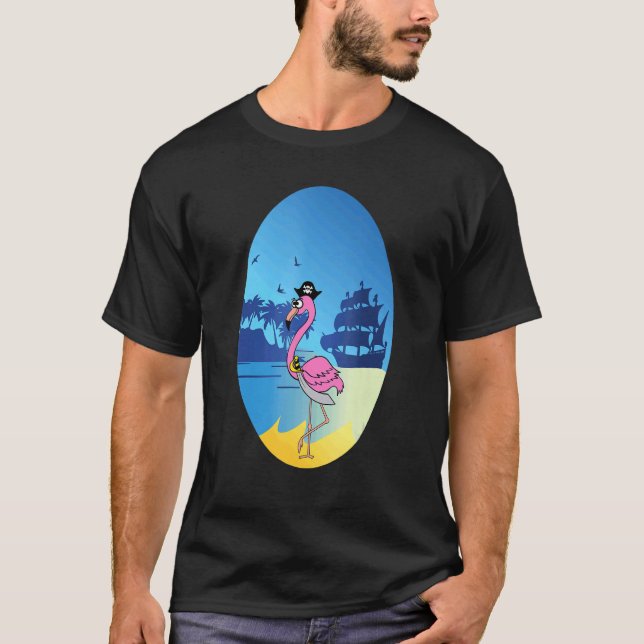 Camiseta Flamingo Pirate Buccaneer Sea (Frente)