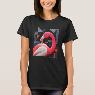 Camiseta Flamingo Polygon Trabalho de arte Animal Motif Fla