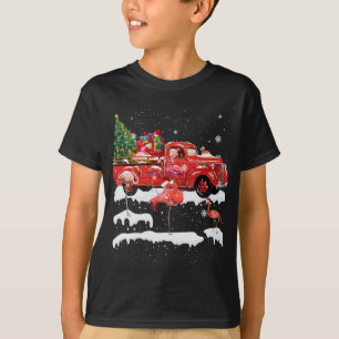 Camiseta Flamingo Riding Red Truck Feliz Natal Ug