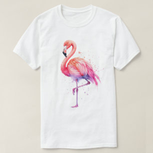 Camiseta Flamingo Rosa Aquarela Mancha de Tinta