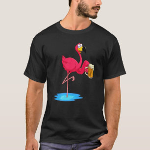 Camiseta Flamingo Rosa Bebendo Cerveja Bebedor Vibrações d