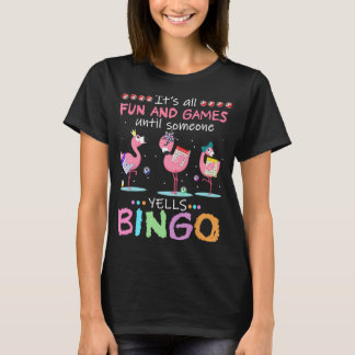 Camiseta Flamingo Rosa Bingo Engraçado Arte de Presente