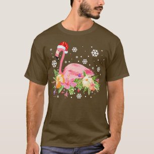 Camiseta Flamingo rosa-claro Veste Santa Hat Holida de Nata