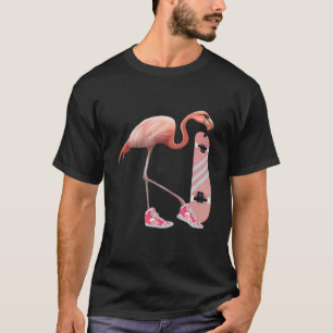 Camiseta Flamingo Rosa Com Skateboard T