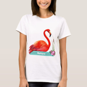 Camiseta Flamingo Rosa Coral & Flores