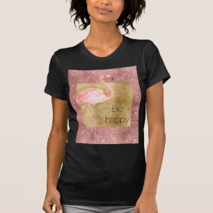 Camiseta Flamingo Rosa Dourado