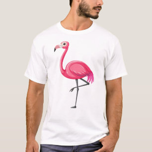 Camiseta Flamingo Rosa em Estilo Cartoon