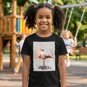 Camiseta Flamingo Rosa em Pé - Aquarela – 02