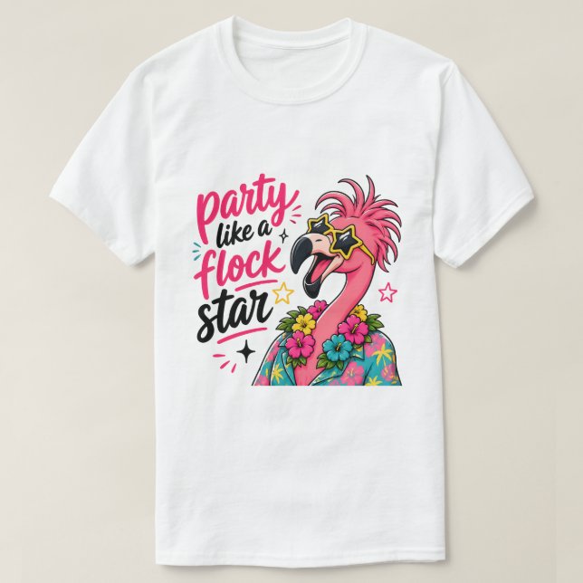 Camiseta Flamingo rosa engraçado da praia  (Frente do Design)