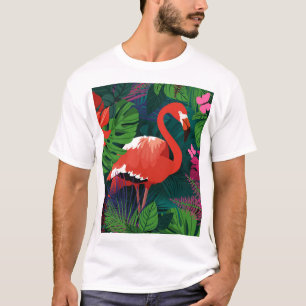 Camiseta Flamingo Rosa: Harmonia Tropical da Borboleta.