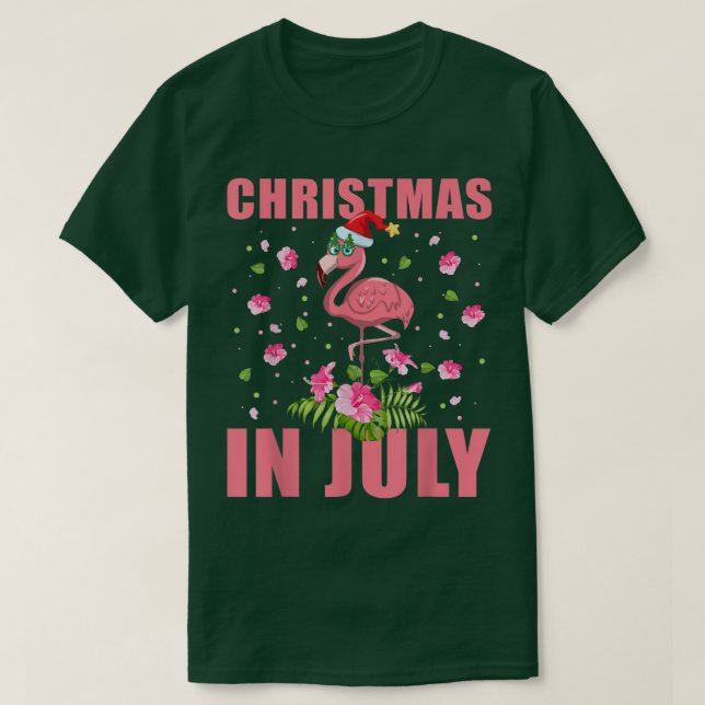 Camiseta Flamingo rosa no Natal de Santa Hat no presente de (Frente do Design)