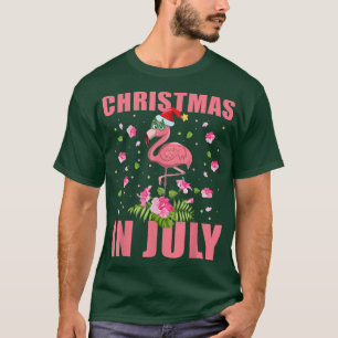 Camiseta Flamingo rosa no Natal de Santa Hat no presente de