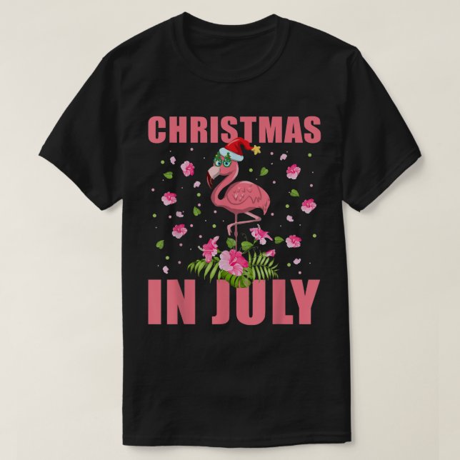 Camiseta Flamingo rosa no Natal de Santa Hat no presente de (Frente do Design)