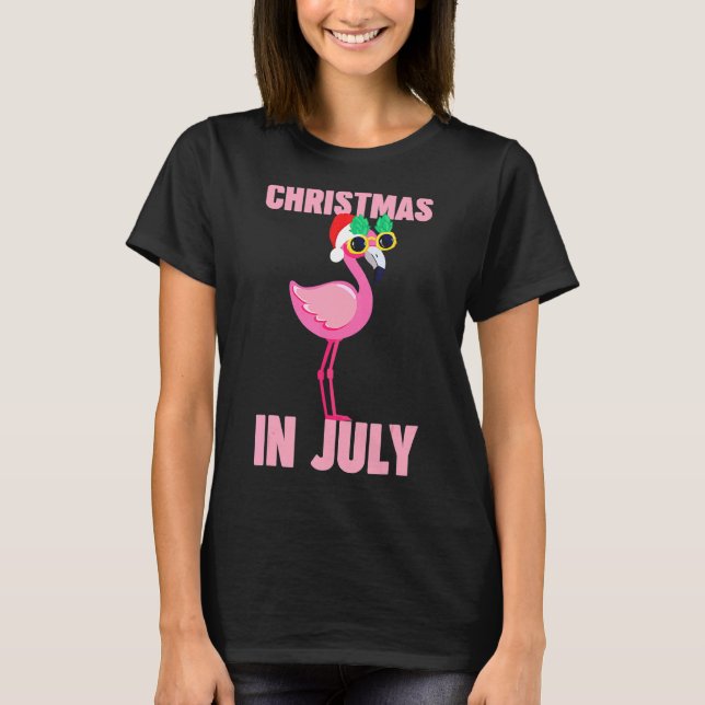 Camiseta Flamingo Rosa No Natal Em Julho (Frente)