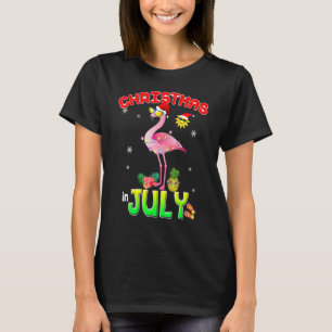 Camiseta Flamingo Rosa No Natal No Natal, Garota De Julho