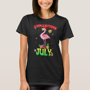 Camiseta Flamingo Rosa No Natal No Natal, Garota De Julho