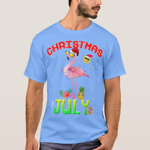 Camiseta Flamingo Rosa no Natal No Natal, Garota de julho