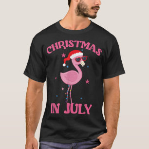 Camiseta Flamingo Rosa no Natal No Natal, Garota de julho