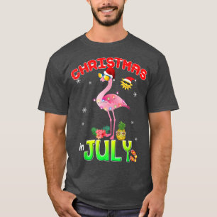 Camiseta Flamingo Rosa no Natal No Natal, Garota de julho
