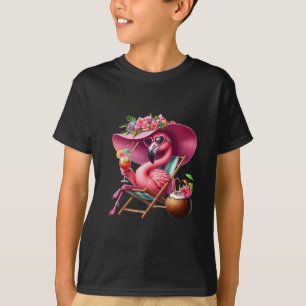 Camiseta Flamingo Rosa Palmeira Praia Tropical Verão Férias