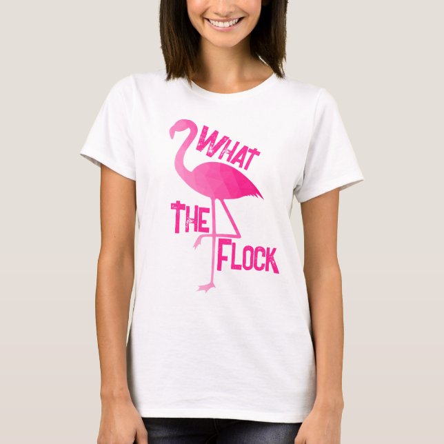 Camiseta Flamingo, rosa-quente, geométrico (Frente)