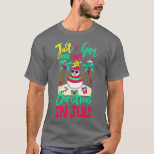 Camiseta Flamingo Rosa Só Uma Menina Que Ama O Natal Em J