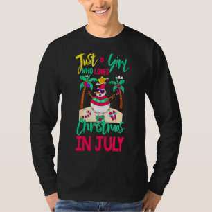 Camiseta Flamingo Rosa Só Uma Menina Que Ama O Natal Em J