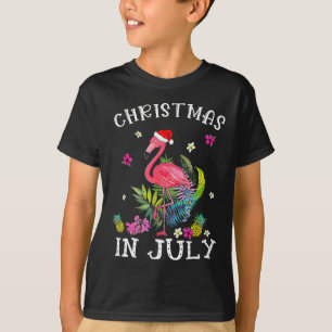 Camiseta Flamingo Rosa Tropical Natal Em Julho Verão 1