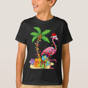 Camiseta Flamingo Rosa Tropical Natal Em Julho Verão Pa