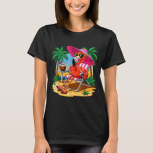 Camiseta Flamingo Rosa Vibes de Verão Praia Palmeira Verão