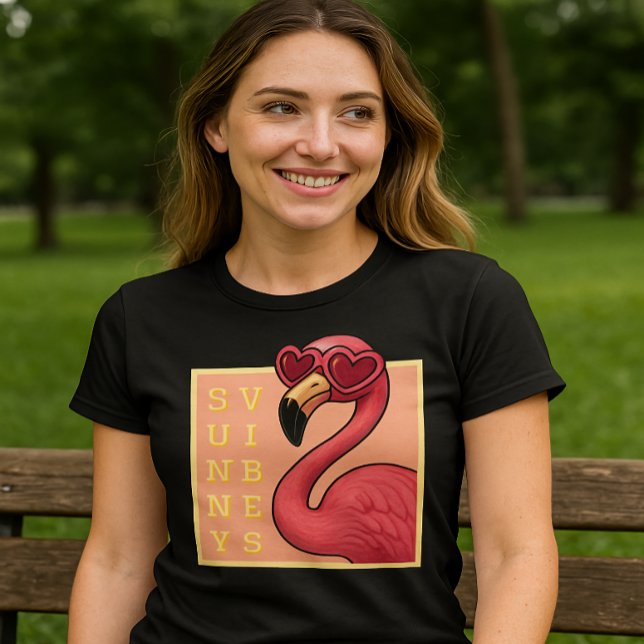 Camiseta Flamingo Rosa Vibrações Ensolaradas (Criador carregado)