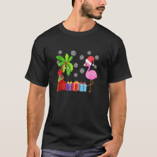 Camiseta Flamingo Santa Hat Natal Em Julho No Havaí Hol