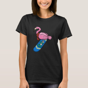 Camiseta Flamingo Snowboarding Esportes de Inverno Hobby