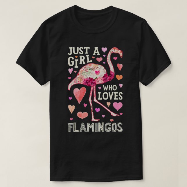 Camiseta Flamingo Só Uma Garota Que Ama Flamingos Flores B (Frente do Design)