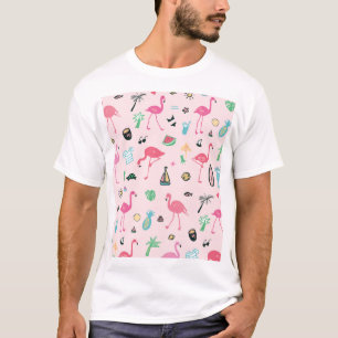 Camiseta Flamingo Summer: Padrão de Aves Vibrantes