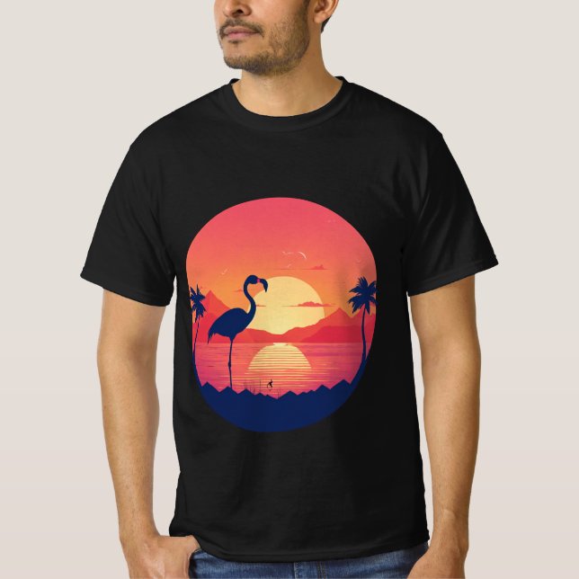 Camiseta Flamingo Sunset Serenity (Frente)