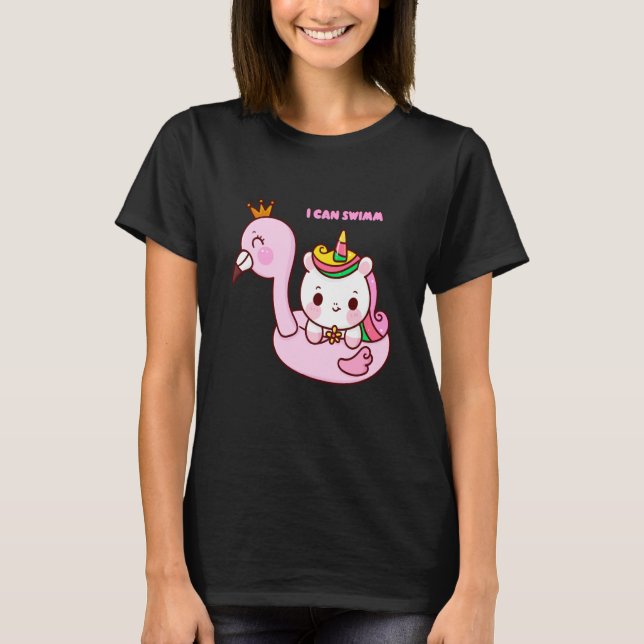 Camiseta flamingo swim cute horse (Frente)