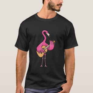 Camiseta Flamingo Tocando Violão Músico Clave Notas Musicai
