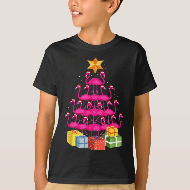 Camiseta Flamingo Tree Funny Ugly Christmas  (Frente)