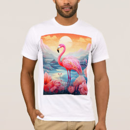 Camiseta Flamingo Tropical com Flores