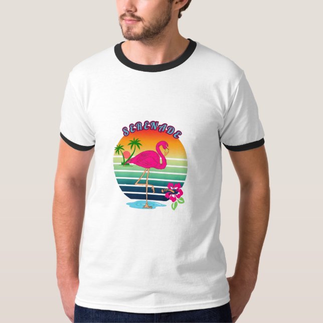 Camiseta Flamingo Tropical Paradise Serenade (Frente)