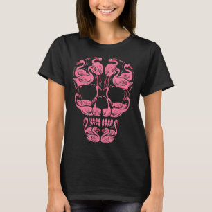 Camiseta Flamingo Tropical Rosa Flamingo Crânio Crânio de F
