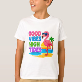 Camiseta 🦩 Flamingo Tropical Verão Para Crianças 🌴
