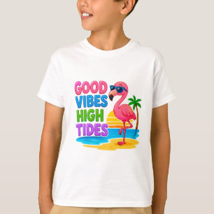 Camiseta 🦩 Flamingo Tropical Verão Para Crianças 🌴