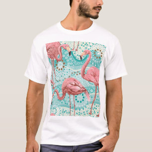 Camiseta Flamingo Tropical: Vintage Floral Wallpaper
