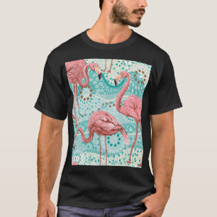 Camiseta Flamingo Tropical: Vintage Floral Wallpaper