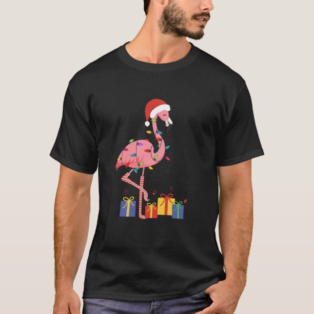 Camiseta Flamingo Tropical Xmas Gifts Luzes Flamingo Chris (Frente)