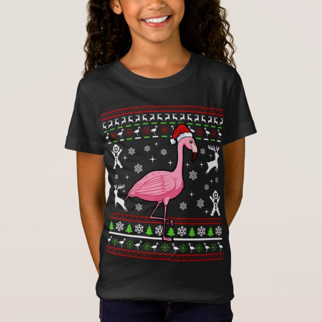 Camiseta Flamingo Ugly Christmas Pajama Cute Bird X- (Frente)